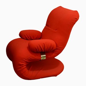 Fauteuil Rouge avec Détails Chromés, Italie, 1970s