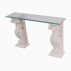 Greek Classic Cast Stone Console Table, 1970s