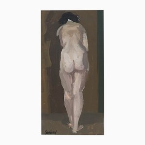 René Guinand, Femme nue de dos, 1947, Huile sur Carton, Encadrée