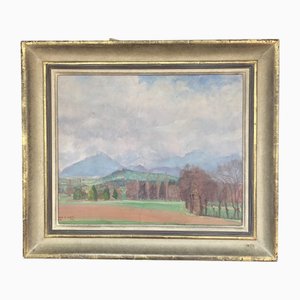 Albert Jakob Welti, Paysage campagnard, 1944, Oil on Cardboard, Framed