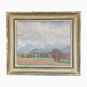 Albert Jakob Welti, Paysage campagnard, 1944, Olio su cartone, con cornice