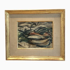 G. Fournier, Sardines, 1921, Oil on Canvas, Framed