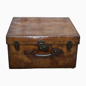 Antique Leather Travel Trunk by W. Houghton, 1880s