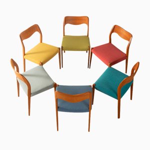 Model 71 Dining Chairs by Niels Otto Møller, 1950s, Set of 6