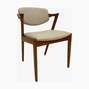 Danish Model 42 Chair in Oak and Cream Wool by Kai Kristiansen, 1960s