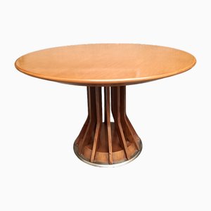 Round Dining Table in Wooden Plane Strips, 1980s