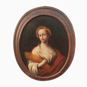 Oval Portrait of Cerès, 18th Century, Oil on Canvas, Framed