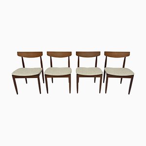 British Dining Chairs in Teak and Grey Wool by Ib Kofod Larsen for G-Plan, 1960s, Set of 4