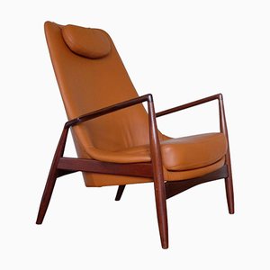 Swedish Seal Leather Easy Chair by Ib Kofod-Larsen for OPE, 1960s
