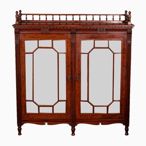 Antique English Victorian Mirrored Duet Cabinet in Walnut