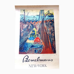 Ludwig Bemelmans, Ponte di Brooklyn, 1950, Poster litografia