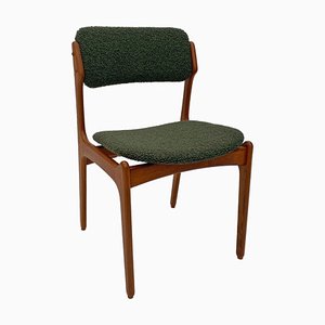 Danish Model 49 Chair in Teak and Green Boucle Wool by Erik Buch for O.D. Møbler, 1960s
