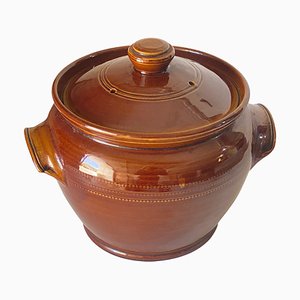 Large Brown Glazed Stoneware Soup Tureen with Lid, England, 1950