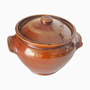 Medium Brown Glazed Stoneware Soup Tureen with Lid, England, 1950
