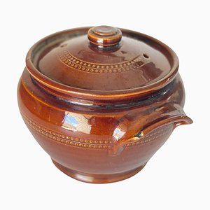 Brown Glazed Stoneware Soup Tureen with Lid, England, 1950