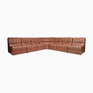 Mid-Century Modern Leather Modular Sofa, Switzerland, 1970s, Set of 7