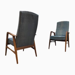 Vintage Blue Armchairs, 1960s, Set of 2
