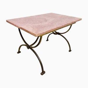 Tavolino vintage in marmo rosa, anni '30