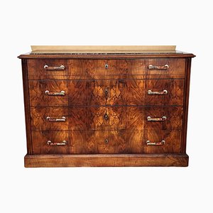 Vintage Italian Walnut Burl Portoro Chest of Drawers with Marble Top by Paolo Buffa, 1940s