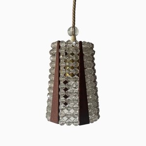 Plastic Beads and Wood Ceiling Lamp by Emil Stejnar for Rupert Nikoll, 1950s