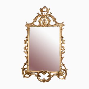 Espejo de madera dorada tallada estilo rococó italiano