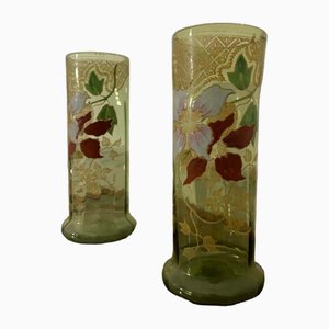 Legras Vases in Enameled Glass by Francois Theodore, 1900, Set of 2