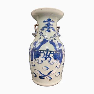 Chinesische Blanc Bleu Vase, 1800er
