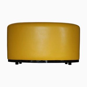 Large Oval Full-Grained Leather Ottoman