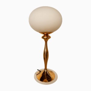 Brass Light with Oval Glass and White Disk