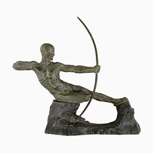 Victor Demanet, Art Deco Skulptur des Herkules mit Schleife, 1925, Bronze