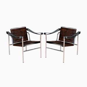 LC1 Armchairs by Charlotte Perriand for Cassina Edition, 1970s, Set of 2
