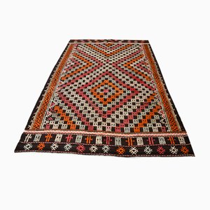 Tapis Kilim Vintage en Coton et Laine