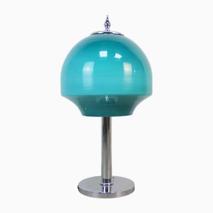 Italian Desktop Lamp in Opaline Turquoise Blue, 1970s