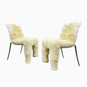 Vintage Esszimmerstühle aus Schafsleder von Stark für Vitra, 2er Set