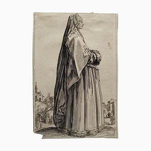 Jacques Callot, La Dame en deuil, grabado, siglo XVII