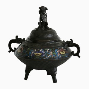 Farbiger Emaillierter Räucherstäbchen aus Bronze, 1890er