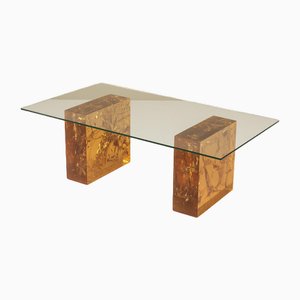 Coffee Table in Amber Fractal Resin in the style of Marie-Claude De Fouquières, France, 1970s