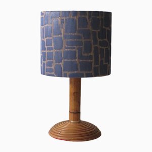 Mid-Century Pencil Reed Rattan Table Lamp by Louis Sognot, 1960s