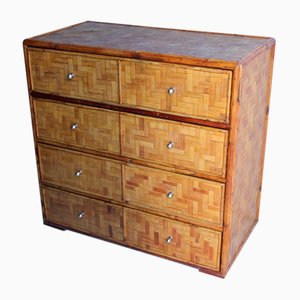 Italian Chest of Drawers in Bamboo and Brass, 1950