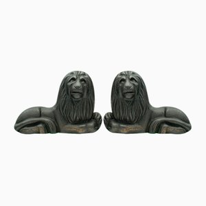 English Lion Bookends in Cast Iron, 1880s, Set of 2
