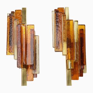 Wall Lamps in Brass and Glass by Hassel & Teudt, 1960s, Set of 2