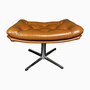 Dutch Footrest in Caramel-Toned Leather and Chrome by Karamel, 1960