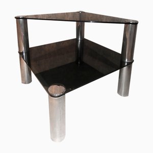 Mesa italiana de cristal y acero de Marco Zanuso para Zanotta, años 60