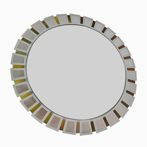 Illuminated Round Metal Wall Mirror from Hillebrand Lighting, 1960s