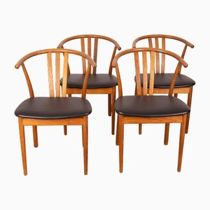 Vintage Danish Chairs in Leather, 1960s, Set of 4