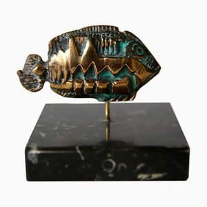 Shafik, pequeño pez brutalista, años 70, bronce