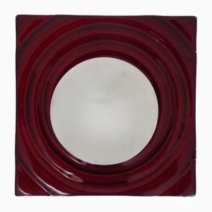 Wall Lamp in Red Glass with Chrome Reflector by Paul Neuhaus