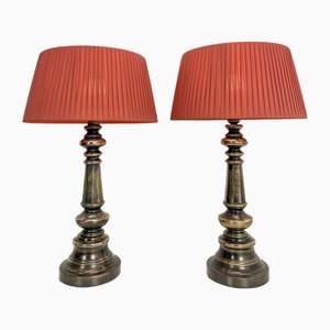 Candlestick Shape Brass Table Lamps, 1970s, Set of 2