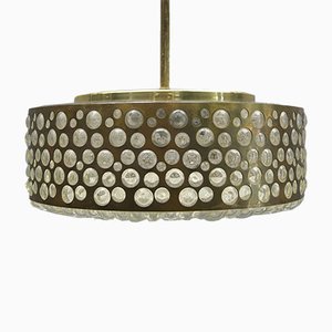 Mid-Century Bubble Glass & Brass Ceiling Lamp from Limburg