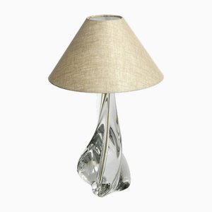 Large Mid-Century Table Lamp in Crystal Glass from St. Louis France